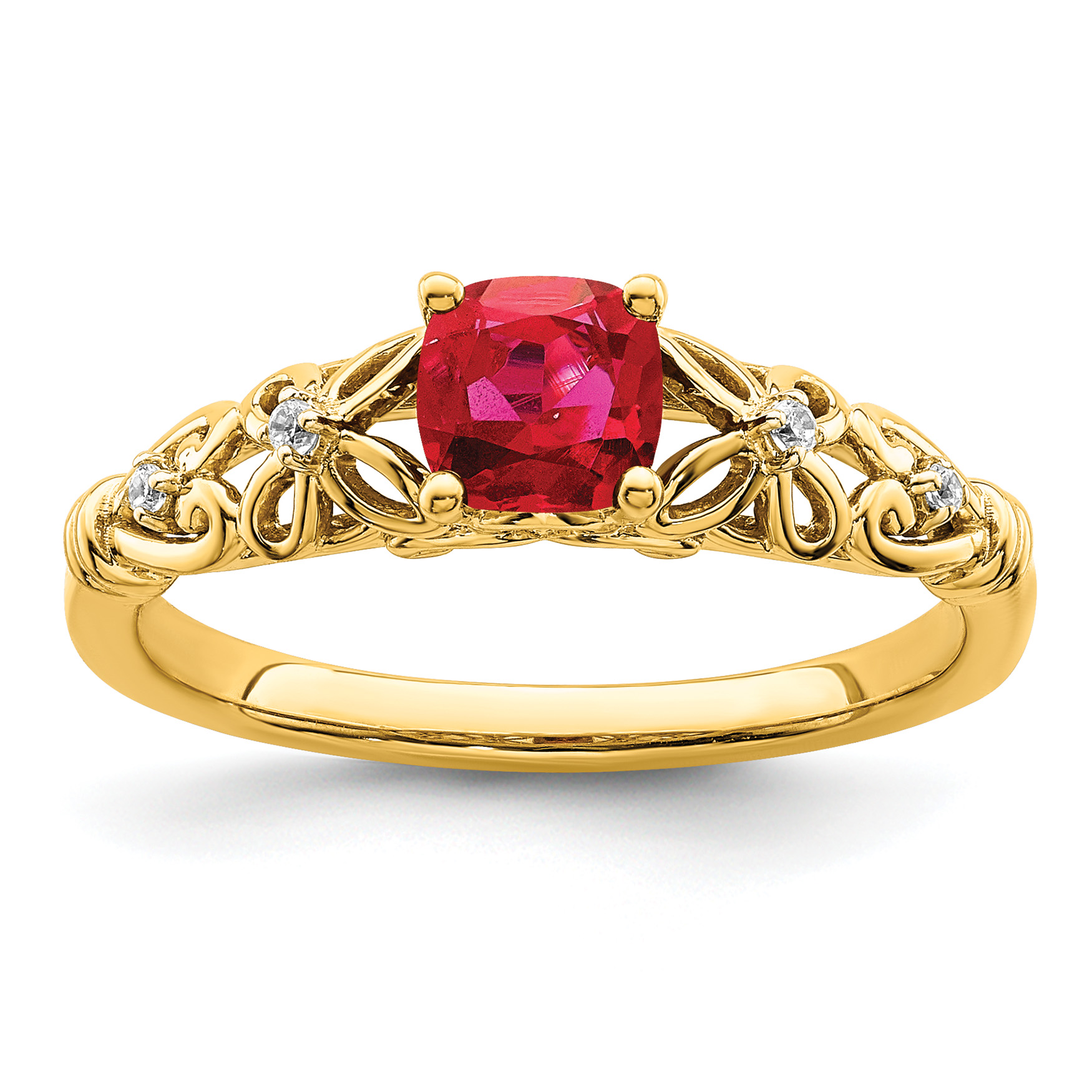 14k Gold Polished Ruby and Diamond Ring (RM8175-RU-055-YA)