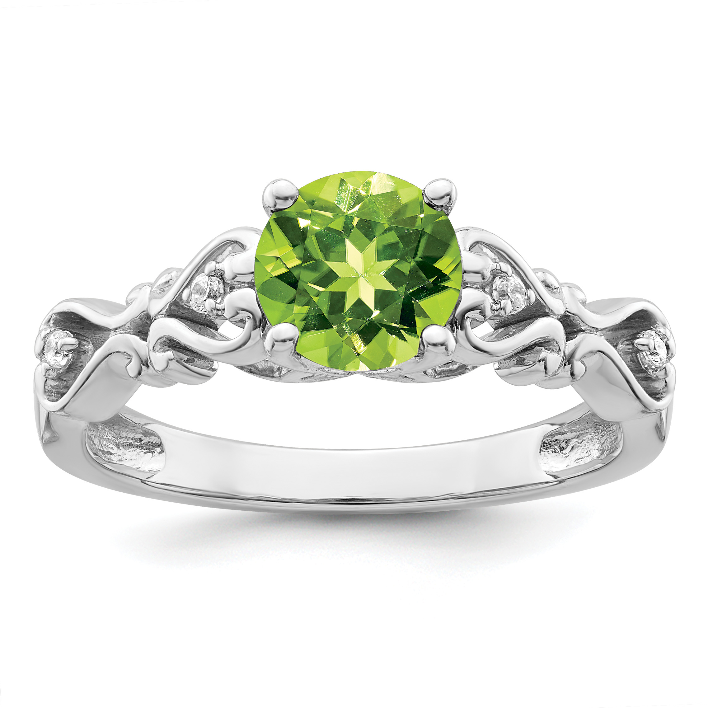 14k White Gold Polished Peridot and Diamond Ring (RM8177-PE-100-WA)