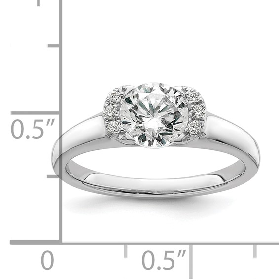14k White Gold (Holds 1 carat (6.40 mm) Round) Half-Bezel with 1/20 carat Diamond Semi-Mount Engagement Ring