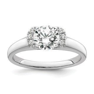 14k White Gold (Holds 1 carat (6.40 mm) Round) Half-Bezel with 1/20 carat Diamond Semi-Mount Engagement Ring