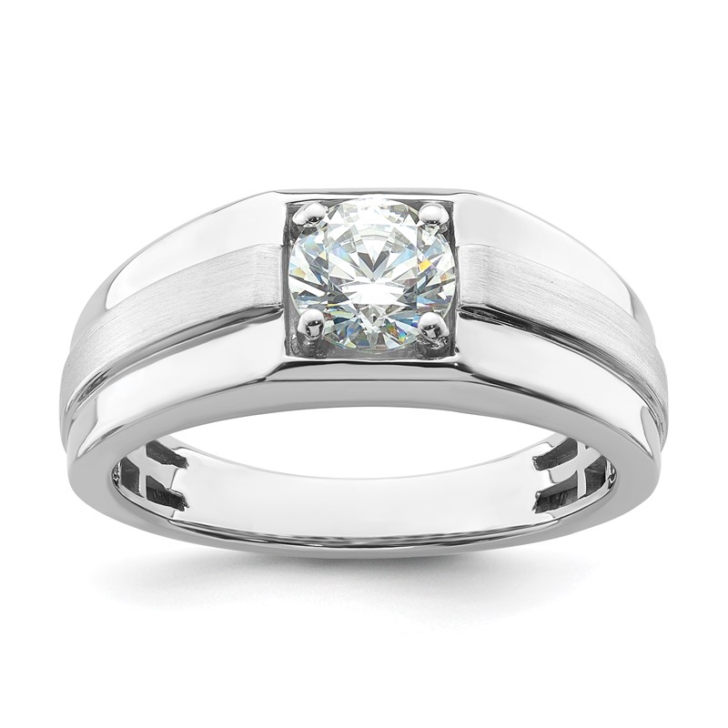 IBGoodman 14k White Gold 1 carat Lab Grown Diamond VS/SI+ G+ Complete Satin and Polished Men's Ring
