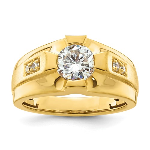 IBGoodman 10K Yellow Gold 1/15 Carat Lab Grown Diamond VS SI+ G+ Semi Mount Men's Ring