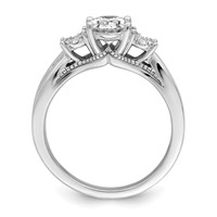 14K White Gold 0.12 Carat Lab Grown Diamond VS SI+ G+ 1 Carat Center Oval Semi Mount Engagement Ring view 2
