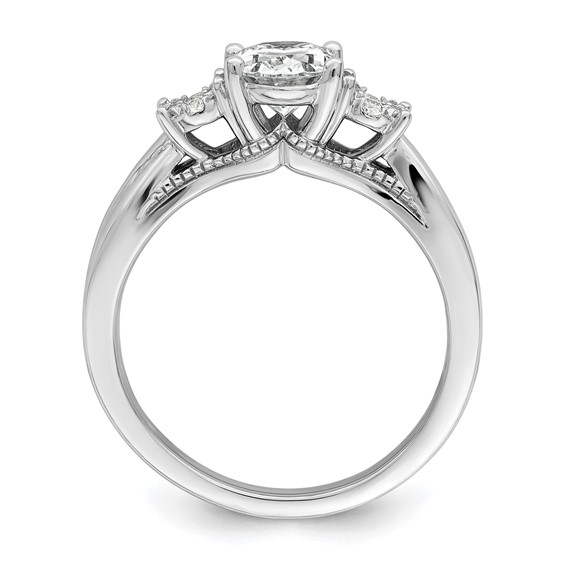 14k White Gold 1/8 carat Lab Grown Diamond VS/SI+ G+ 1 carat Center Oval Semi Mount Engagement Ring