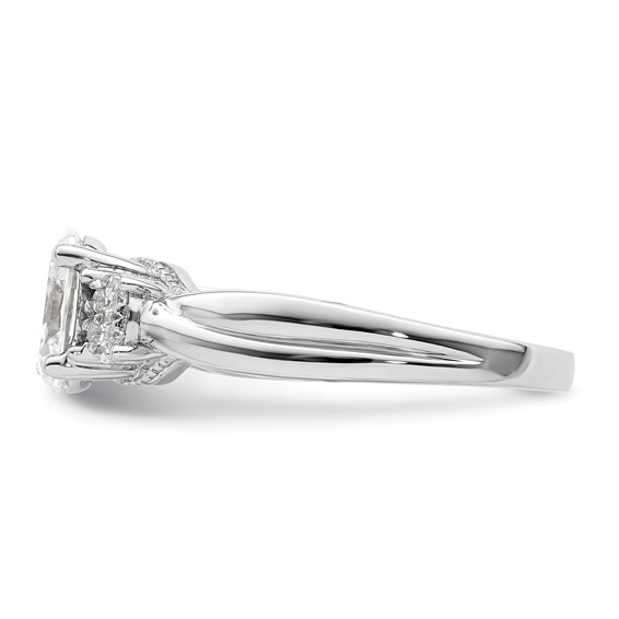 14k White Gold 1/8 carat Lab Grown Diamond VS/SI+ G+ 1 carat Center Oval Semi Mount Engagement Ring