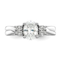 14K White Gold 0.12 Carat Lab Grown Diamond VS SI+ G+ 1 Carat Center Oval Semi Mount Engagement Ring view 4