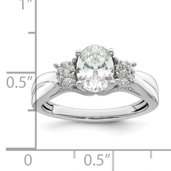 14k White Gold 1/8 carat Lab Grown Diamond VS/SI+ G+ 1 carat Center Oval Semi Mount Engagement Ring
