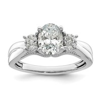 14K White Gold 0.12 Carat Lab Grown Diamond VS SI+ G+ 1 Carat Center Oval Semi Mount Engagement Ring view 1
