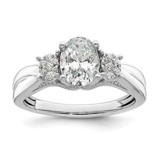 14k White Gold 1/8 carat Lab Grown Diamond VS/SI+ G+ 1 carat Center Oval Semi Mount Engagement Ring