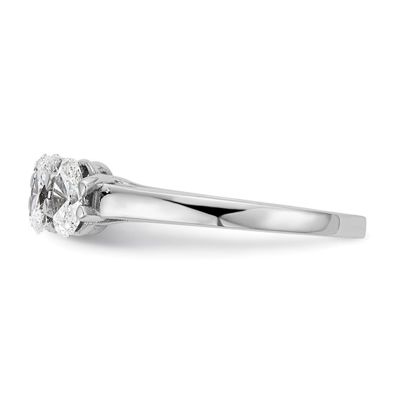 True Origin 14K White Gold 1 2/3 carat Lab Grown Diamond VS+ F+ Complete Oval Five Stone Ring
