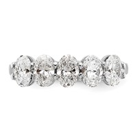 True Origin 14K White Gold 1.67 Carat Lab Grown Diamond VS+ F+ Complete Oval Five Stone Ring view 4