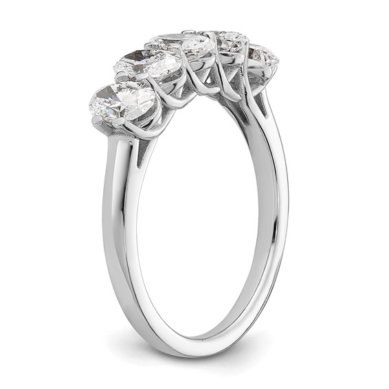 True Origin 14K White Gold 1 2/3 carat Lab Grown Diamond VS+ F+ Complete Oval Five Stone Ring