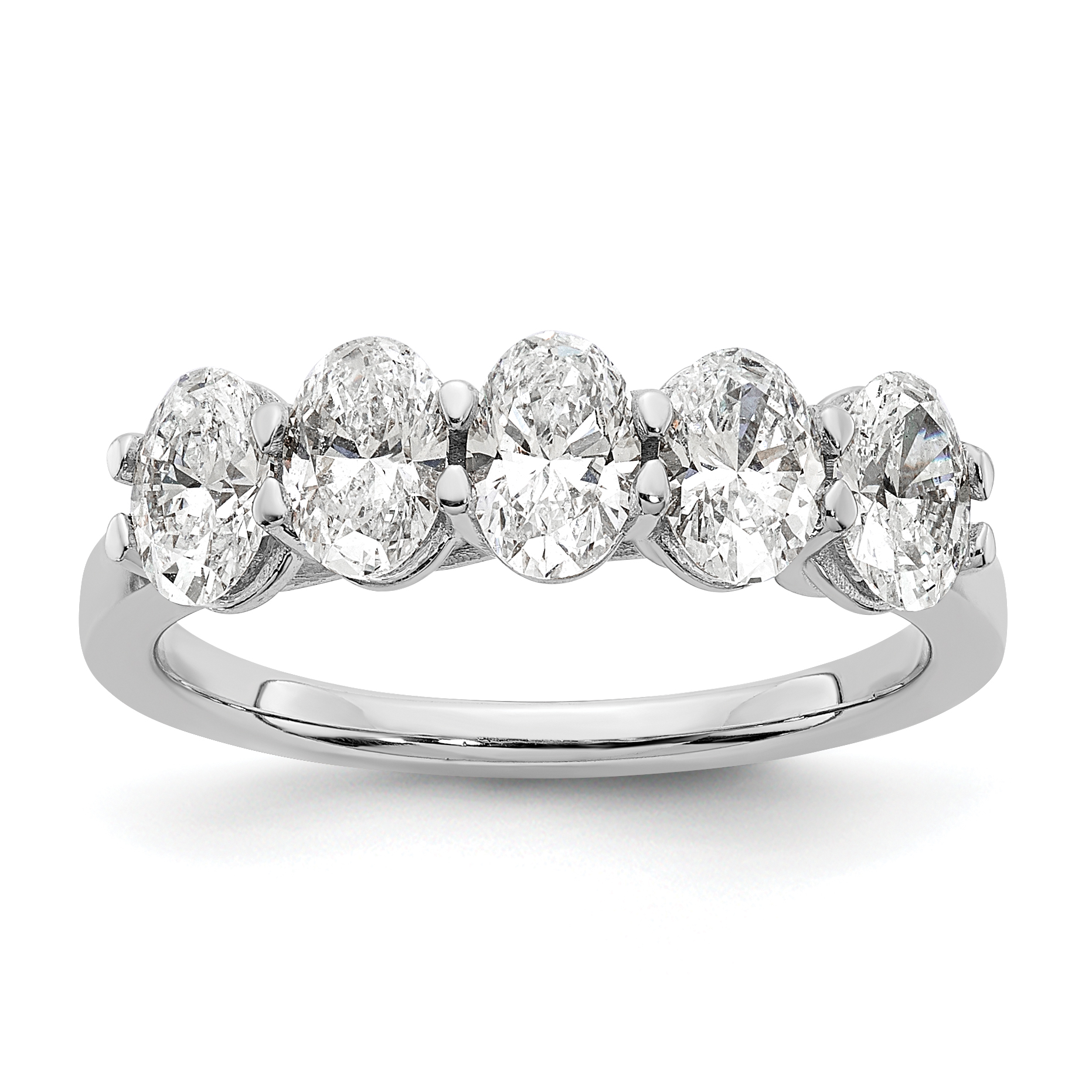 True Origin 14k White Gold 1 2/3 carat Lab Grown Diamond VS D E F Complete Five Stone Oval Ring (RM8262-166-7WLD)