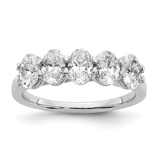 True Origin 14K White Gold 1 2/3 carat Lab Grown Diamond VS+ F+ Complete Oval Five Stone Ring