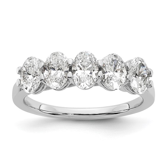 True Origin 14K White Gold 1 2/3 carat Lab Grown Diamond VS+ F+ Complete Oval Five Stone Ring