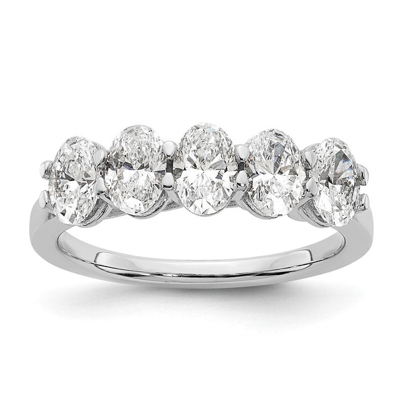 True Origin 14k White Gold 1 2/3 carat Lab Grown Diamond VS D E F Complete Five Stone Oval Ring