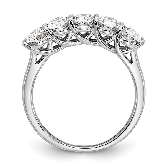 True Origin 14K White Gold 2 carat Lab Grown Diamond VS+ F+ Complete Oval Five Stone Ring