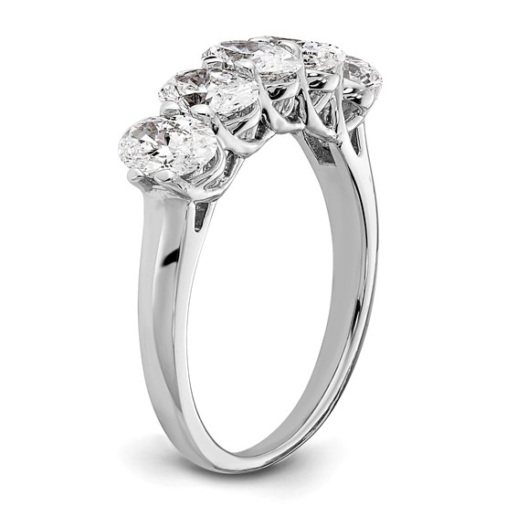 True Origin 14K White Gold 2 carat Lab Grown Diamond VS+ F+ Complete Oval Five Stone Ring