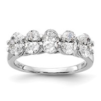 True Origin 14K White Gold 2 Carat Lab Grown Diamond VS+ F+ Complete Oval Five Stone Ring view 1