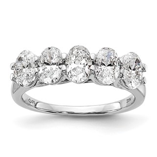 True Origin 14K White Gold 2 carat Lab Grown Diamond VS+ F+ Complete Oval Five Stone Ring