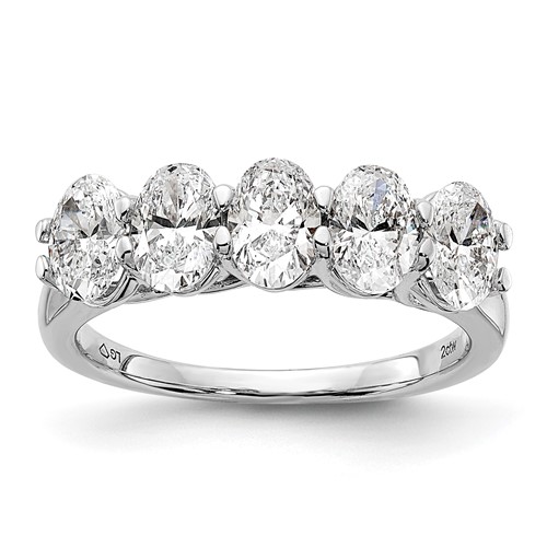 True Origin 14K White Gold 2 Carat Lab Grown Diamond VS+ F+ Complete Oval Five Stone Ring