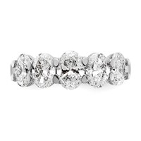 True Origin 14K White Gold 2 Carat Lab Grown Diamond VS+ F+ Graduated Complete Oval Five Stone Ring view 4