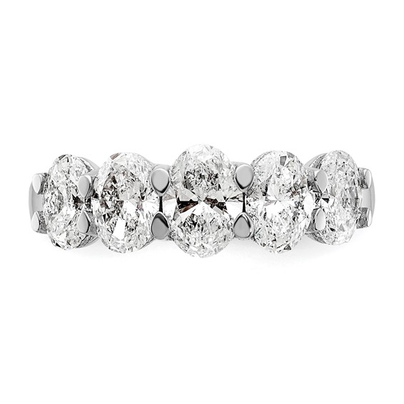 True Origin 14K White Gold 2 carat Lab Grown Diamond VS+ F+ Graduated Complete Oval Five Stone Ring
