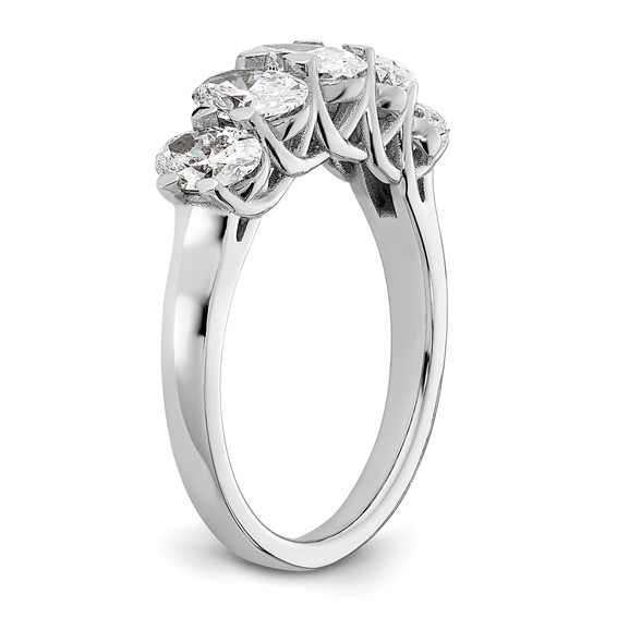 True Origin 14K White Gold 2 carat Lab Grown Diamond VS+ F+ Graduated Complete Oval Five Stone Ring