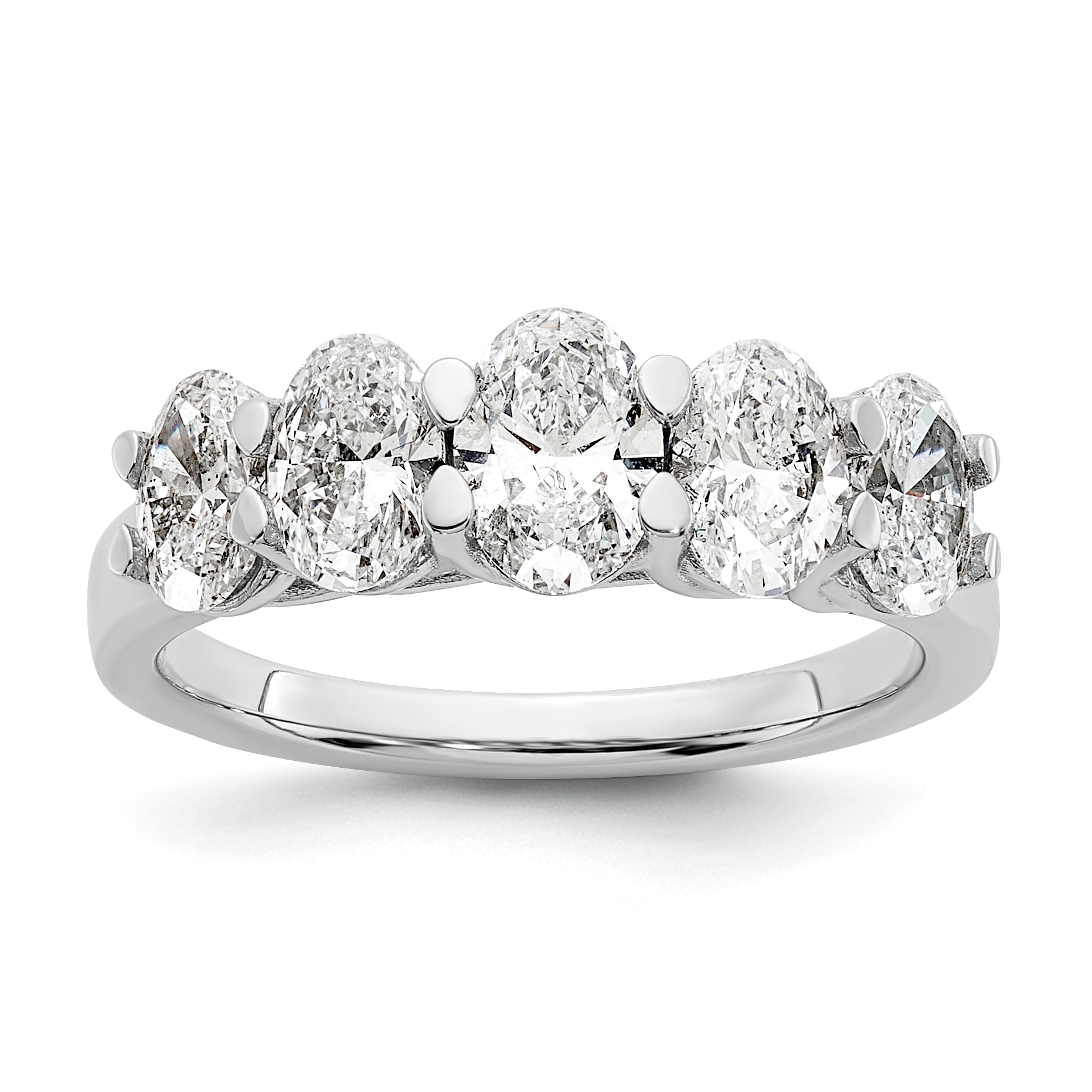 True Origin 14k White Gold 2 carat Lab Grown Diamond VS D E F Graduated Complete Five Stone Oval Ring (RM8270-200-7WLD)