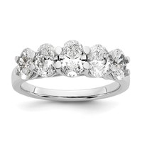 True Origin 14K White Gold 2 Carat Lab Grown Diamond VS+ F+ Graduated Complete Oval Five Stone Ring view 1