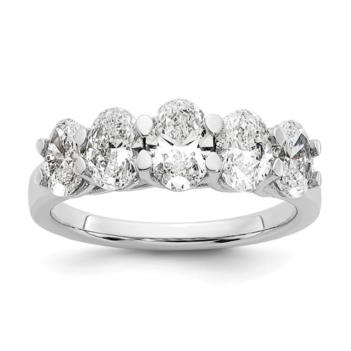 True Origin 14K White Gold 2 Carat Lab Grown Diamond VS+ F+ Graduated Complete Oval Five Stone Ring