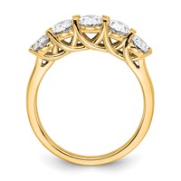 True Origin 14K Yellow Gold 2 Carat Lab Grown Diamond VS+ F+ Graduated Complete Oval Five Stone Ring view 2