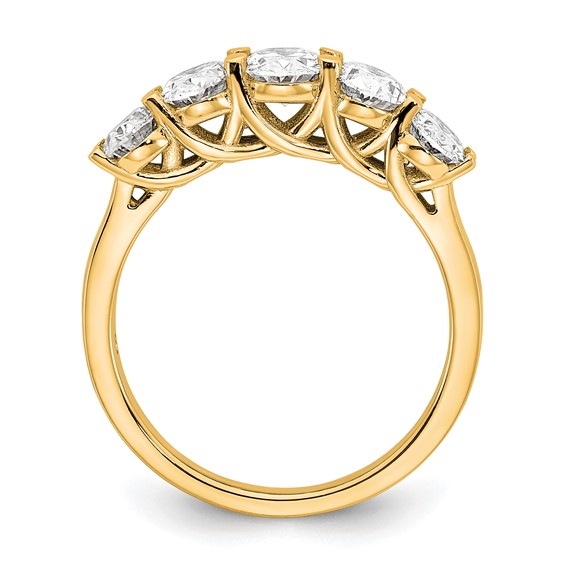 True Origin 14K Yellow Gold 2 carat Lab Grown Diamond VS+ F+ Graduated Complete Oval Five Stone Ring