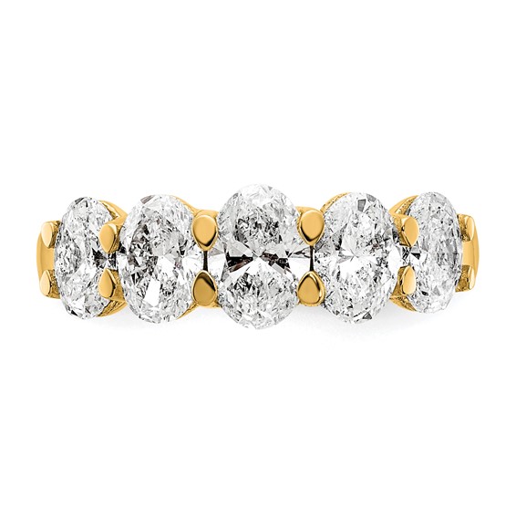 True Origin 14K Yellow Gold 2 carat Lab Grown Diamond VS+ F+ Graduated Complete Oval Five Stone Ring