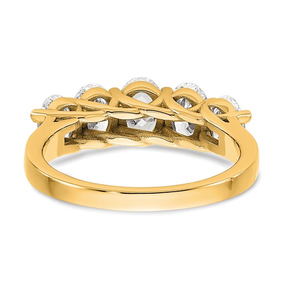 True Origin 14K Yellow Gold 2 carat Lab Grown Diamond VS+ F+ Graduated Complete Oval Five Stone Ring