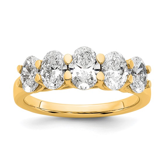 True Origin 14K Yellow Gold 2 carat Lab Grown Diamond VS+ F+ Graduated Complete Oval Five Stone Ring