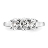 True Origin 14K White Gold 1.25 Carat Lab Grown Diamond VS+ F+ Complete Oval Three Stone Ring view 4