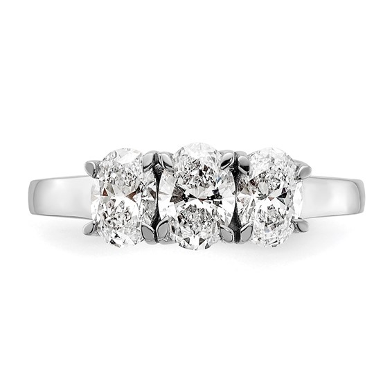 True Origin 14K White Gold 1 1/4 carat Lab Grown Diamond VS+ F+ Complete Oval Three Stone Ring