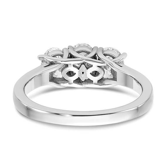 True Origin 14K White Gold 1 1/4 carat Lab Grown Diamond VS+ F+ Complete Oval Three Stone Ring