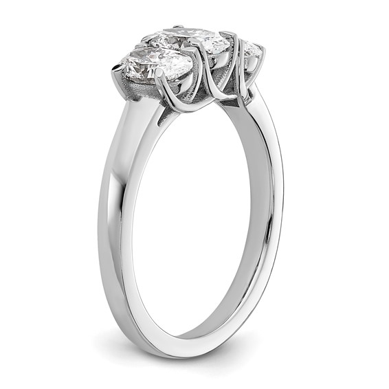 True Origin 14K White Gold 1 1/4 carat Lab Grown Diamond VS+ F+ Complete Oval Three Stone Ring