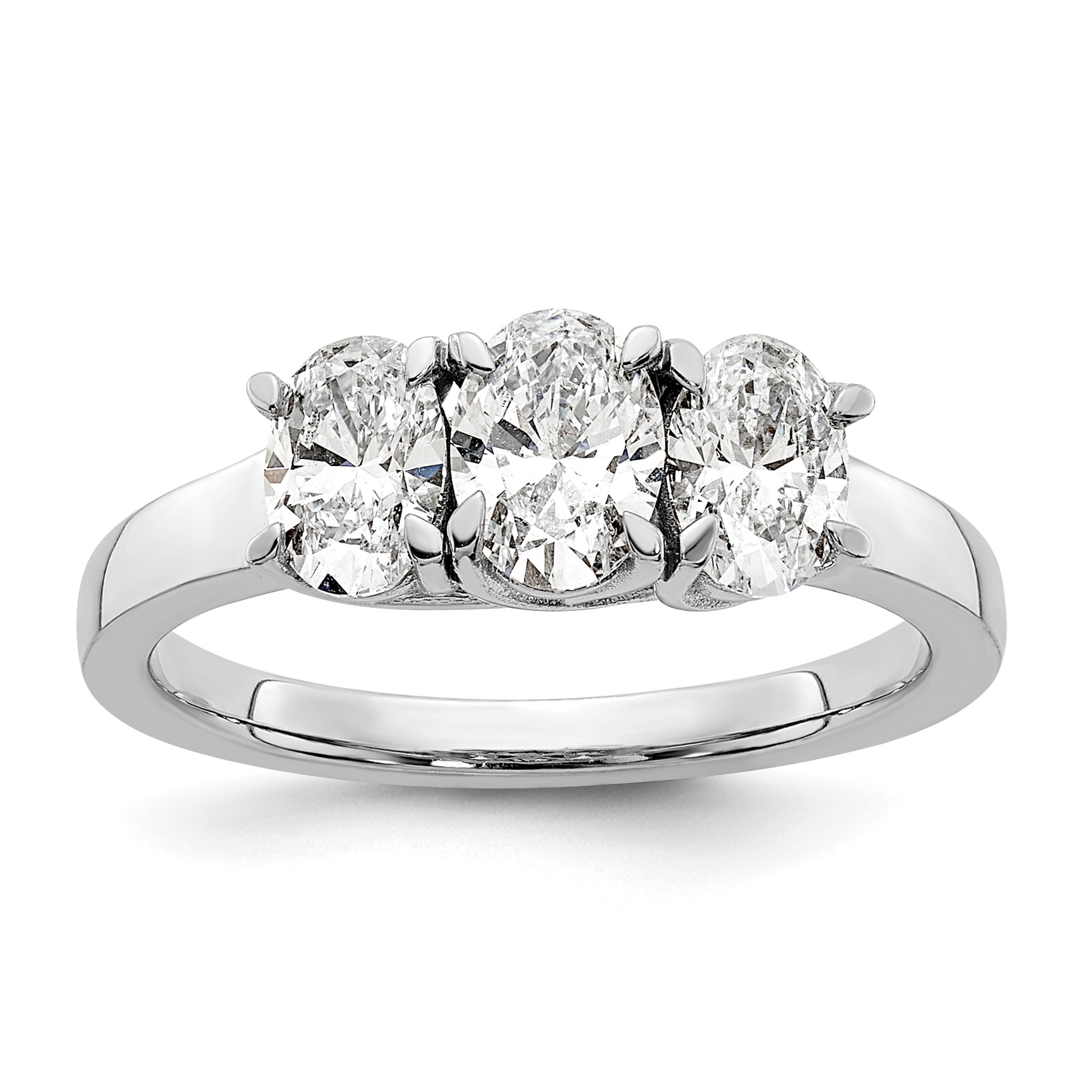 True Origin 14k White Gold 1 1/4 carat VS DEF Lab Grown Diamond Complete Three Stone Oval Ring (RM8272-140-7WLD)