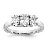 True Origin 14K White Gold 1.25 Carat Lab Grown Diamond VS+ F+ Complete Oval Three Stone Ring view 1