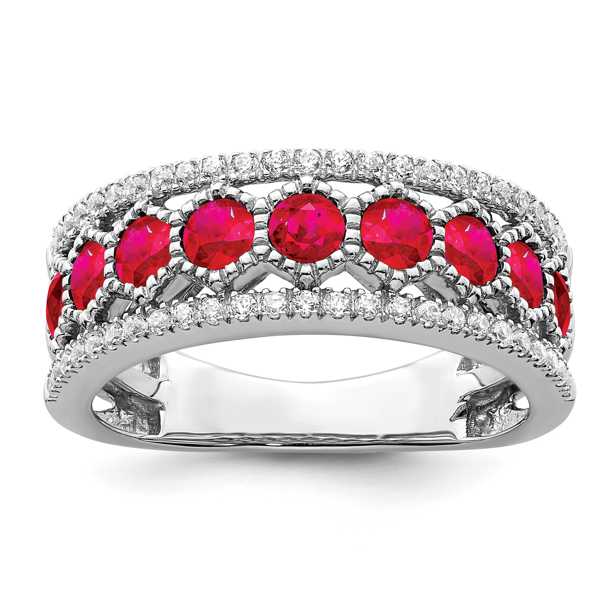 14k White Gold Polished Ruby and Diamond Ring (RM8391-RU-030-WA)
