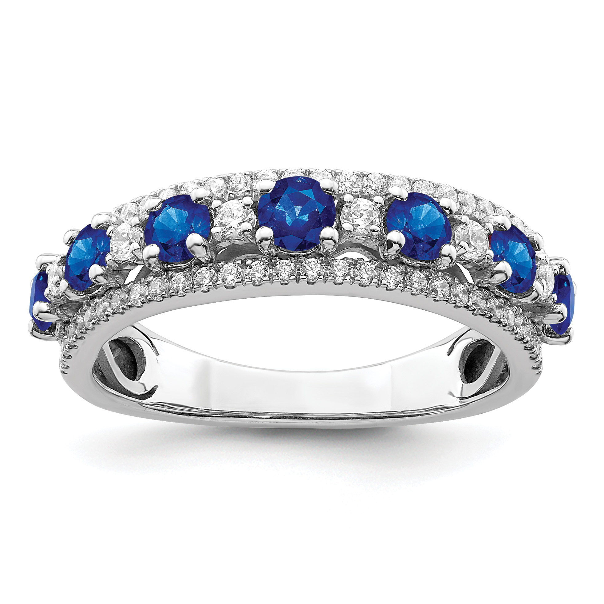 14k White Gold Polished Sapphire and Diamond Ring (RM8392-SA-041-WA)