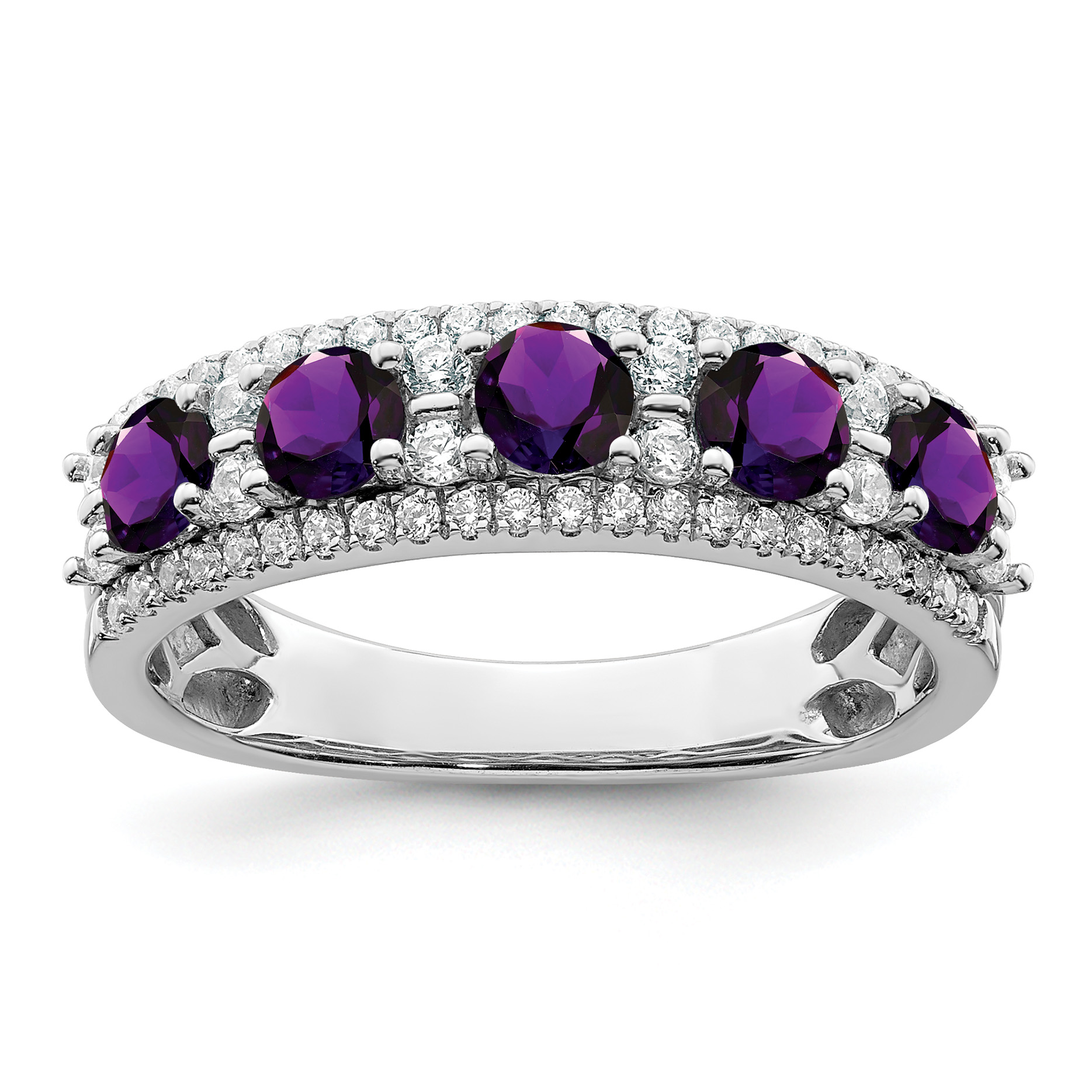 14k White Gold Polished Amethyst and Diamond Ring (RM8395-AM-039-WA)