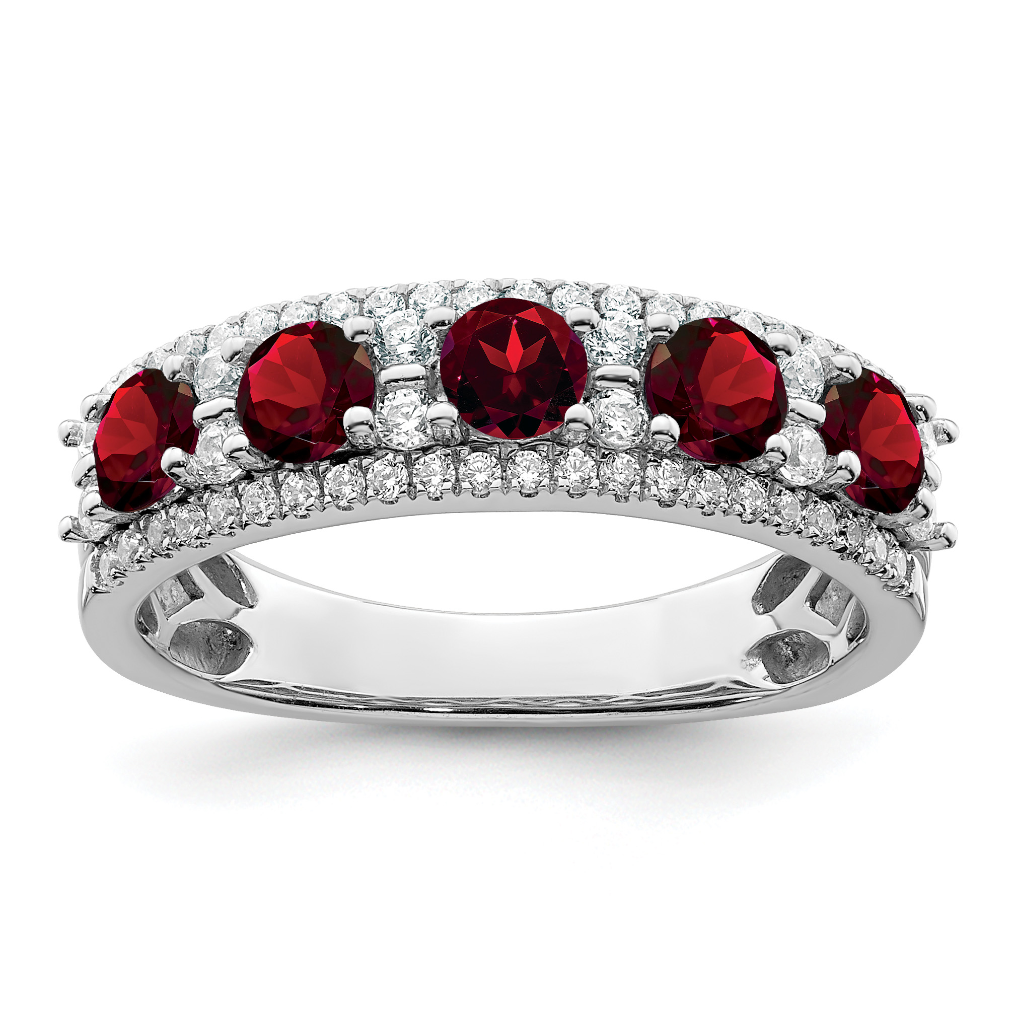 14k White Gold Polished Garnet and Diamond Ring (RM8395-GA-039-WA)