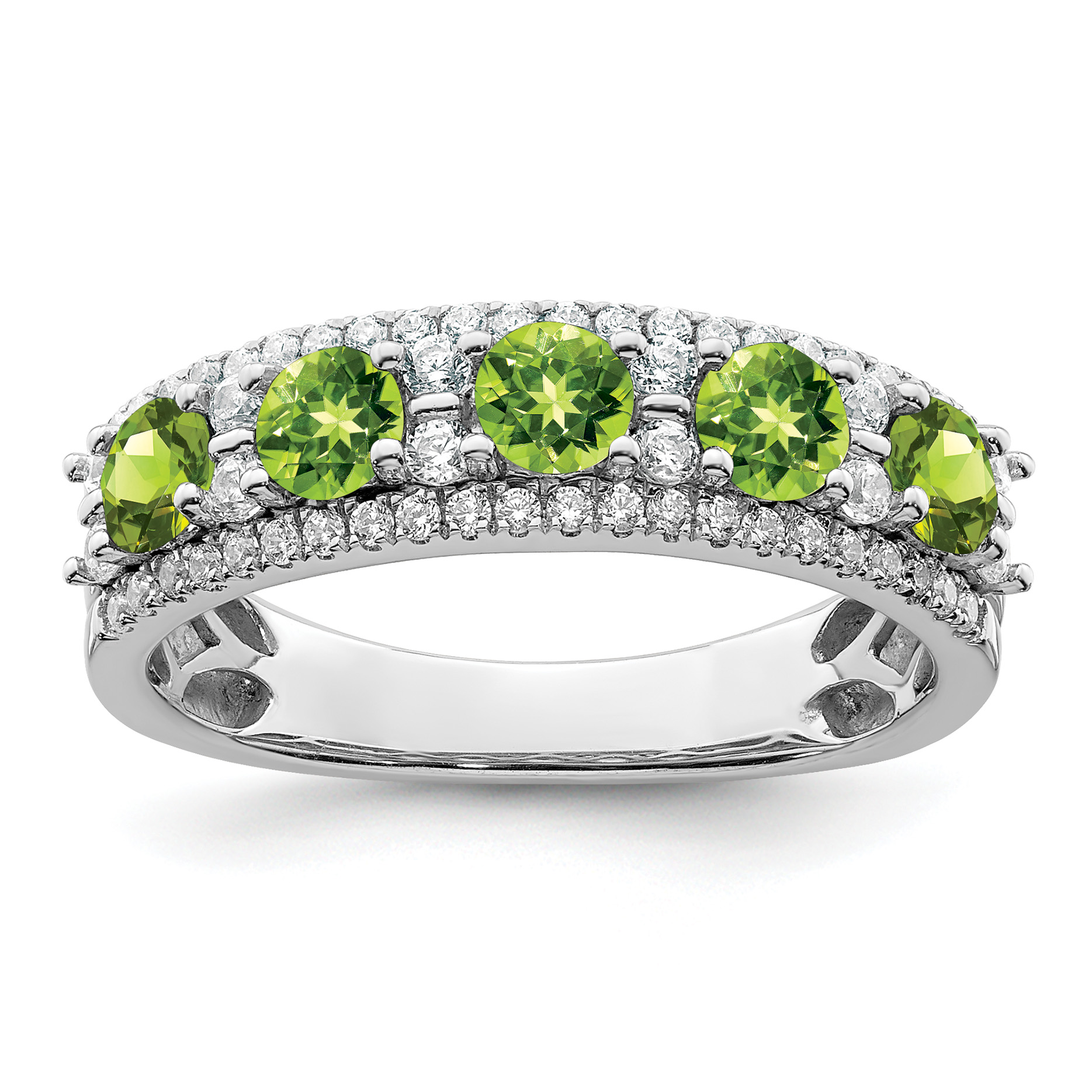 14k White Gold Polished Peridot and Diamond Ring (RM8395-PE-039-WA)