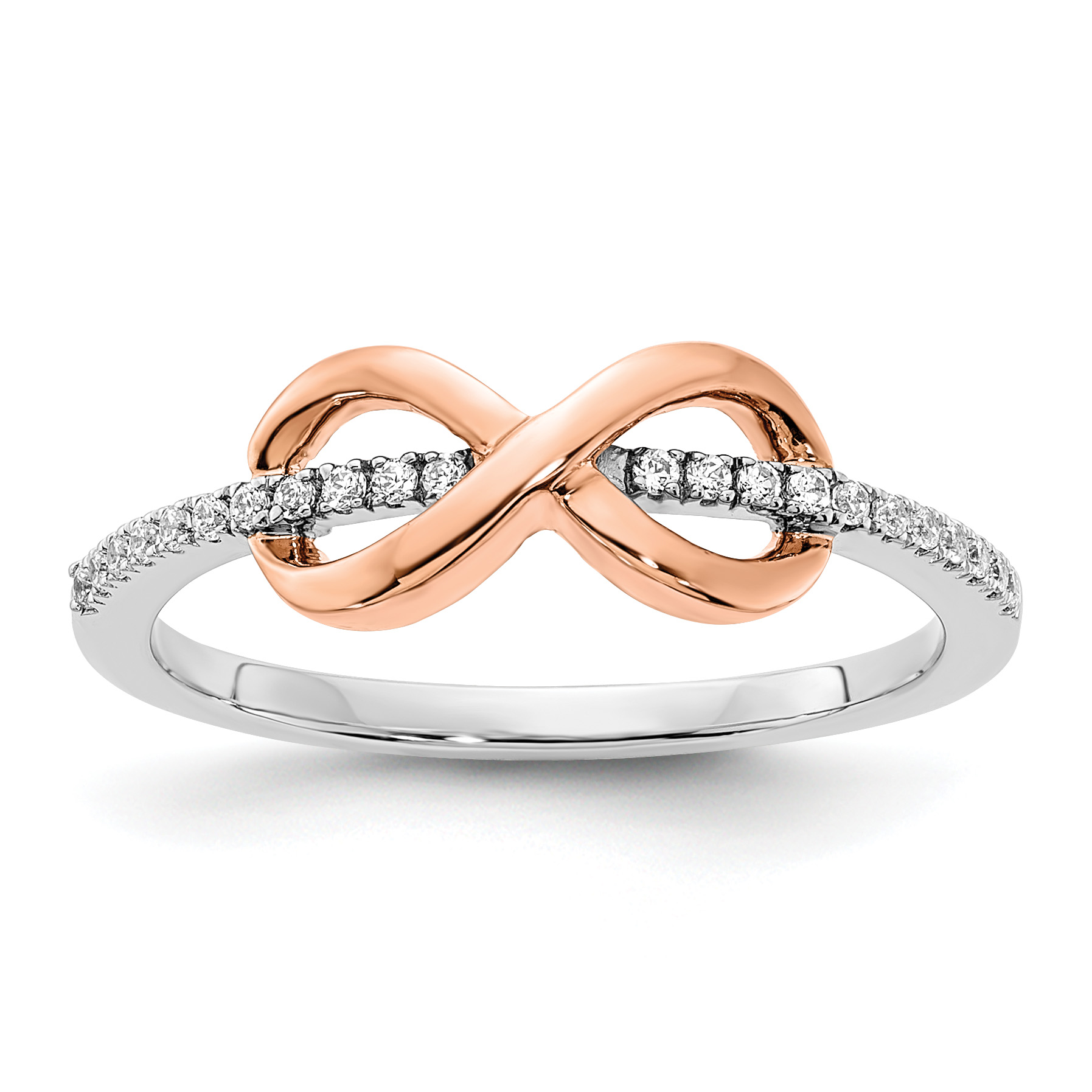 14k Two-tone White & Rose Polished Infinity Diamond Ring (RM8408-012-WRA)