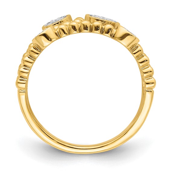 14k Polished 1/8 carat Diamond Pave Circles Multi-band Ring