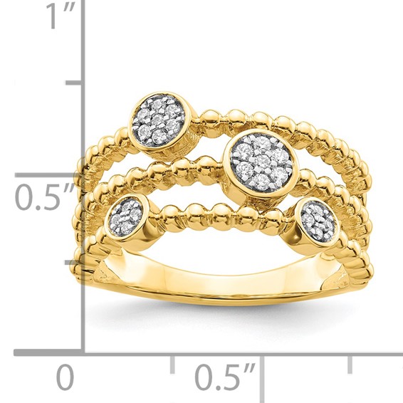 14k Polished 1/8 carat Diamond Pave Circles Multi-band Ring